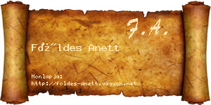 Földes Anett névjegykártya