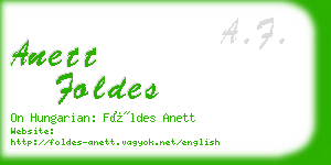 anett foldes business card